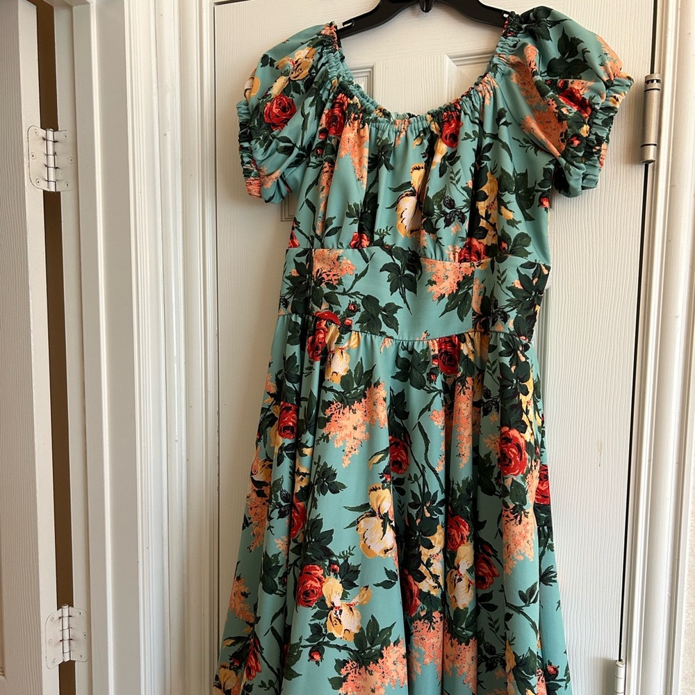 Pin Up Girl Clothing Marie Therese in sherbet Bella Roses print! Plus!